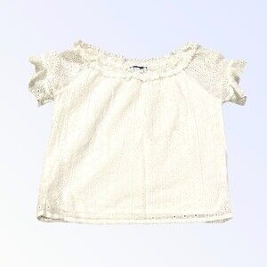 Truly Me White Eyelet Girls Blouse SZ 8 NWOT